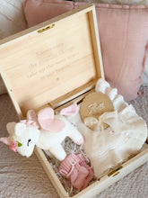 Load image into Gallery viewer, Heirloom Wooden Personalized Keepsake Box Filled - Little Unicorn
