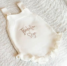 Load image into Gallery viewer, Knitted Romper with Ruffles , Baby girl Onesie , Infant Jumpsuit
