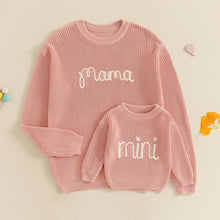 Load image into Gallery viewer, Family Matching Sweaters Mommy and Me Letter Embroidery- Pick your Color
