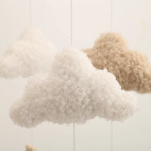 Load image into Gallery viewer, Boucle Baby Mobile Neutral Moon and Cloud Mobile Nursery Decor Cloud Cot Mobile
