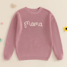 Load image into Gallery viewer, Family Matching Sweaters Mommy and Me Letter Embroidery- Pick your Color
