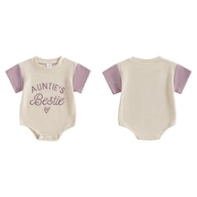 Load image into Gallery viewer, Aunties Bestie Summer Baby Girl Waffle  Romper Short Sleeve- Pick your Color
