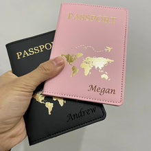 Load image into Gallery viewer, Cute Personalised Passport Cover with Names Engraved - Pick your color - BEBIMINE LLC
