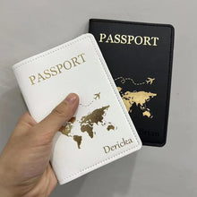 Load image into Gallery viewer, Cute Personalised Passport Cover with Names Engraved - Pick your color - BEBIMINE LLC
