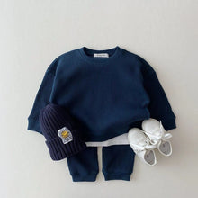 Load image into Gallery viewer, Waffle Cotton Set Sweatshirt+Pants 2pcs - Pick your Color - BEBIMINE LLC
