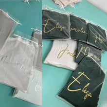 Load image into Gallery viewer, Personalized Bridesmaid Robes with a Ruffled Bridal Shower Dressing Gown Unique Wedding Day Robe For Bride Custom Ruffle Kimonos
