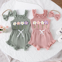 Load image into Gallery viewer, 3PCS  Flower Set with Romper, Pants and Headband
