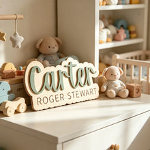Load image into Gallery viewer, Personalized Double-Layer Wooden Name Sign – Two-Line Design
