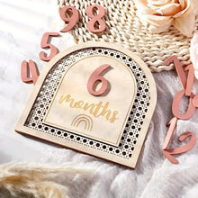 Load image into Gallery viewer, Wooden Milestone Card - Celebrate Baby&#39;s First Year and Pregnancy Journey with Adorable Birth Signs, Timeless Photo Props
