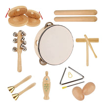 Load image into Gallery viewer, Wooden Musical Instrument Toys for Kids Eco Friendly Drum Castanets Maracas Percussion Music Toys Children Early Educational Toy - BEBIMINE LLC
