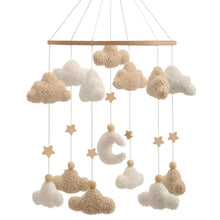 Load image into Gallery viewer, Boucle Baby Mobile Neutral Moon and Cloud Mobile Nursery Decor Cloud Cot Mobile
