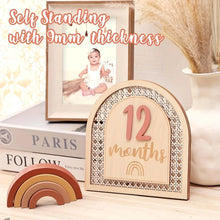 Load image into Gallery viewer, Wooden Milestone Card - Celebrate Baby&#39;s First Year and Pregnancy Journey with Adorable Birth Signs, Timeless Photo Props
