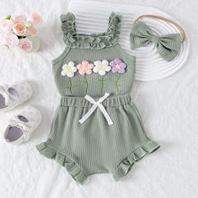 Load image into Gallery viewer, 3PCS  Flower Set with Romper, Pants and Headband
