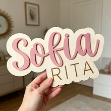 Load image into Gallery viewer, Personalized Double-Layer Wooden Name Sign – Two-Line Design
