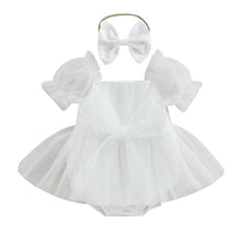 Load image into Gallery viewer, Baby Girl Princess Romper Tulle Dress +Headband - Pick your color
