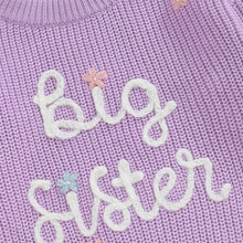 Load image into Gallery viewer, Knitted Sweater &quot;Big Sister&quot; Letter Flower Embroidery Jumper, Pullover- Pick your Color
