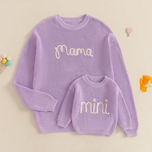 Load image into Gallery viewer, Family Matching Sweaters Mommy and Me Letter Embroidery- Pick your Color
