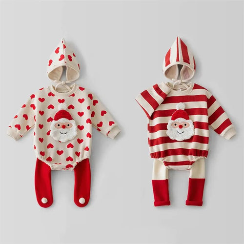 Christmas Baby Santa Clause Long Sleeve Romper with Hat - Pick your Style - BEBIMINE LLC