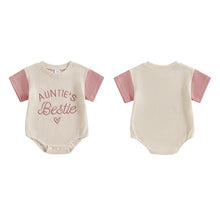 Load image into Gallery viewer, Aunties Bestie Summer Baby Girl Waffle  Romper Short Sleeve- Pick your Color
