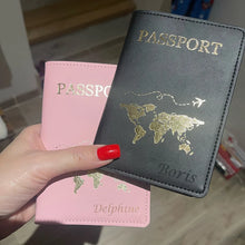 Load image into Gallery viewer, Cute Personalised Passport Cover with Names Engraved - Pick your color - BEBIMINE LLC
