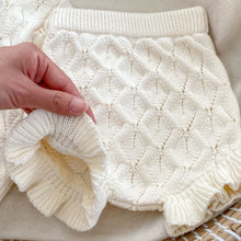 Load image into Gallery viewer, Knitted 2 pcs Clothes Set Hollow Out Long Sleeve Top and Shorts
