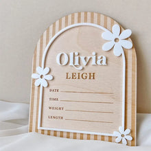 Load image into Gallery viewer, Custom Name Announcement Signs Daisy Flower Baby Announcement Plaque
