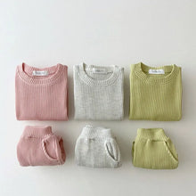 Load image into Gallery viewer, Waffle Cotton Set Sweatshirt+Pants 2pcs - Pick your Color - BEBIMINE LLC
