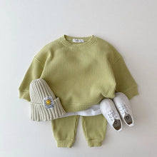 Load image into Gallery viewer, Waffle Cotton Set Sweatshirt+Pants 2pcs - Pick your Color - BEBIMINE LLC
