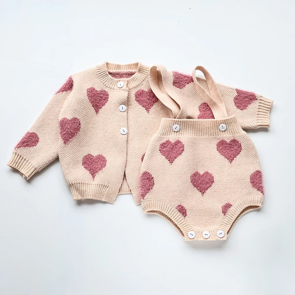 Knitted Clothing Set 2 pcs with Hearts