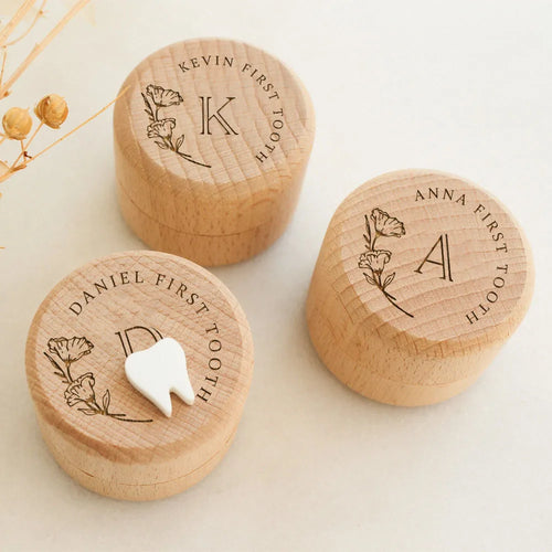 Personalised Wooden Tooth Fairy Box Milk Teeth Storage/ Keepsake Box - BEBIMINE LLC