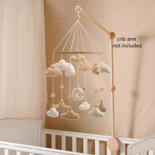 Load image into Gallery viewer, Boucle Baby Mobile Neutral Moon and Cloud Mobile Nursery Decor Cloud Cot Mobile
