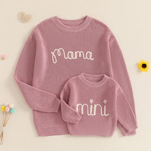 Load image into Gallery viewer, Family Matching Sweaters Mommy and Me Letter Embroidery- Pick your Color
