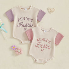 Load image into Gallery viewer, Aunties Bestie Summer Baby Girl Waffle  Romper Short Sleeve- Pick your Color
