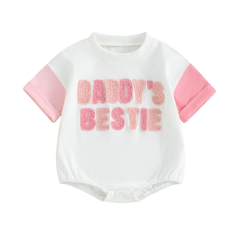Daddy s Girl Embroidery Romper Short Sleeve
