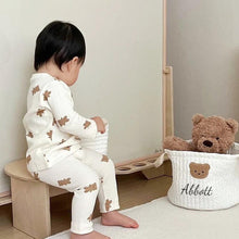 Load image into Gallery viewer, Personalized, Embroidered Storage Basket, Bear Design- Pick your Size - BEBIMINE LLC

