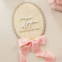 Load image into Gallery viewer, 1 Pcs Wooden Ribbon Bow Milestone Card Customized Name
