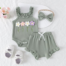 Load image into Gallery viewer, 3PCS  Flower Set with Romper, Pants and Headband
