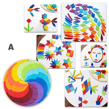 Load image into Gallery viewer, Kids Montessori Mosaic  Rainbow Wooden Puzzle - Pick your Style - BEBIMINE LLC
