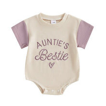 Load image into Gallery viewer, Aunties Bestie Summer Baby Girl Waffle  Romper Short Sleeve- Pick your Color
