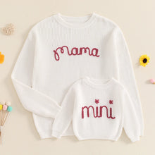 Load image into Gallery viewer, Family Matching Sweaters Mommy and Me Letter Embroidery- Pick your Color
