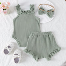 Load image into Gallery viewer, 3PCS  Flower Set with Romper, Pants and Headband

