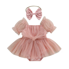 Load image into Gallery viewer, Baby Girl Princess Romper Tulle Dress +Headband - Pick your color
