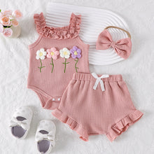Load image into Gallery viewer, 3PCS  Flower Set with Romper, Pants and Headband
