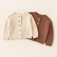 Load image into Gallery viewer, Personalised Knitted Baby Scallop Cardigan
