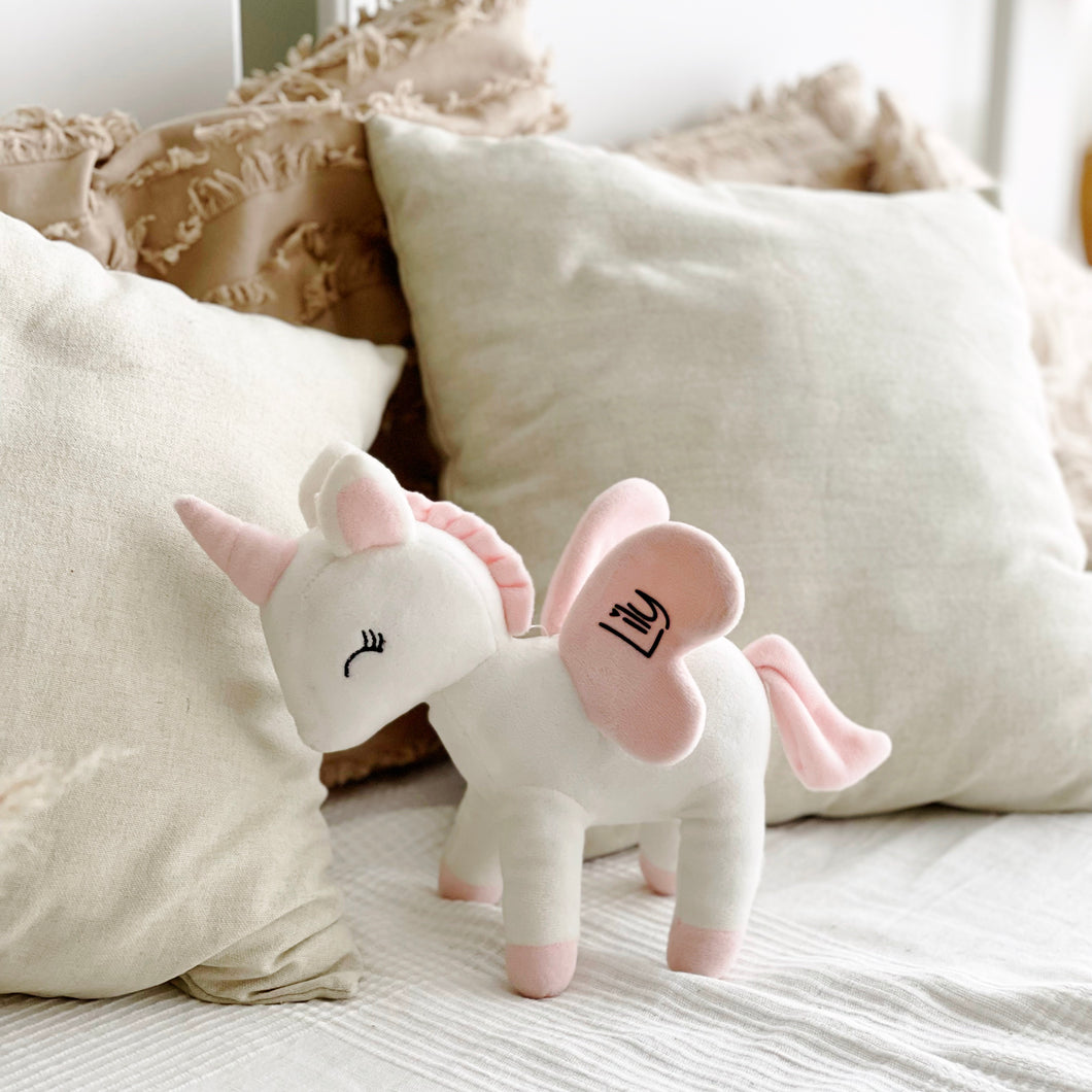 Medium Unicorn White/Blush- Customizable - BEBIMINE LLC