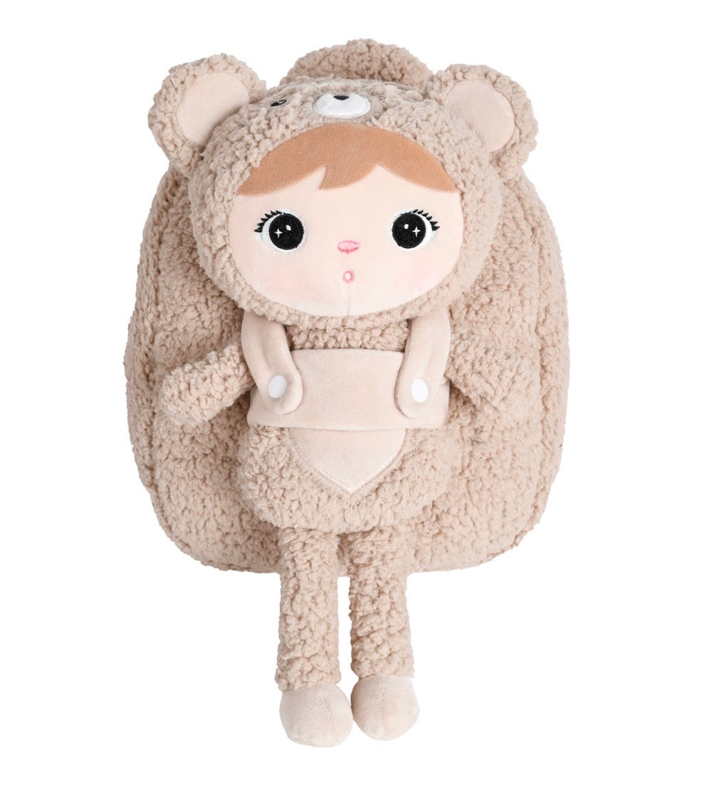 soft backpack with removable Teddy - beige - BEBIMINE LLC