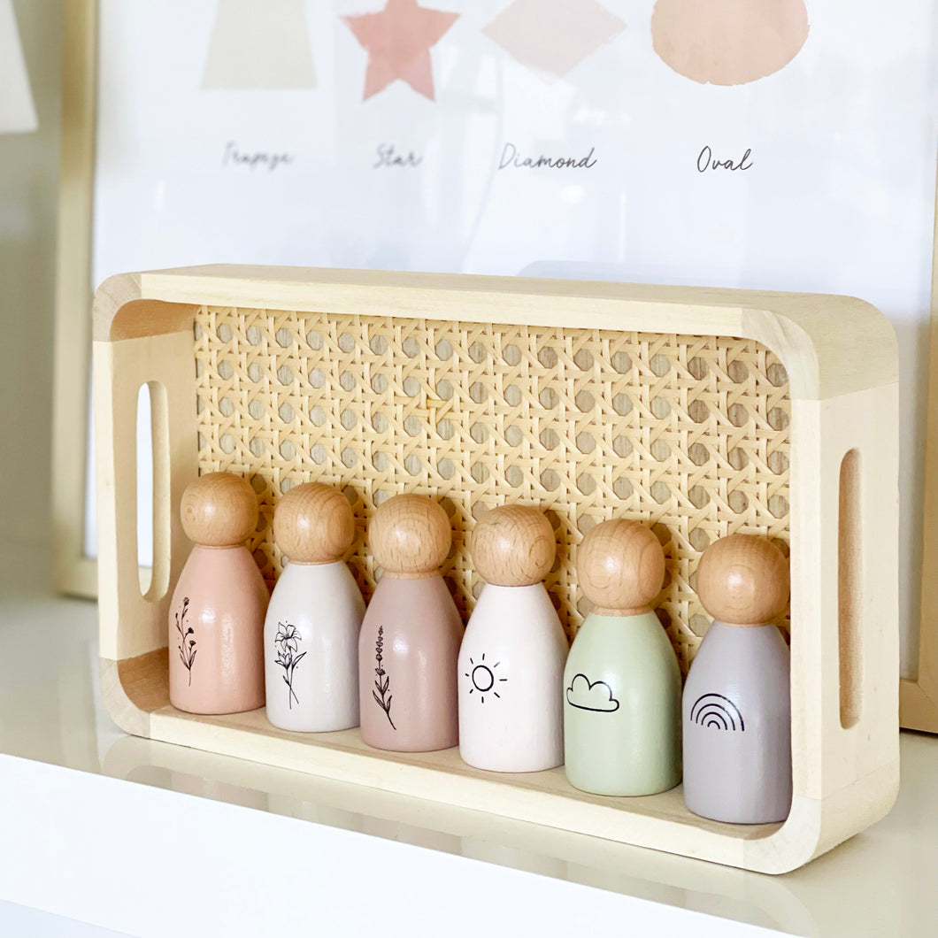 Wooden Peg Doll Set - BEBIMINE LLC