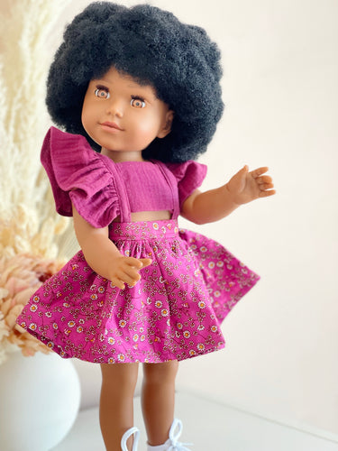 *New Beautiful Doll wie Afro hair and Dark Pink Dress - BEBIMINE LLC