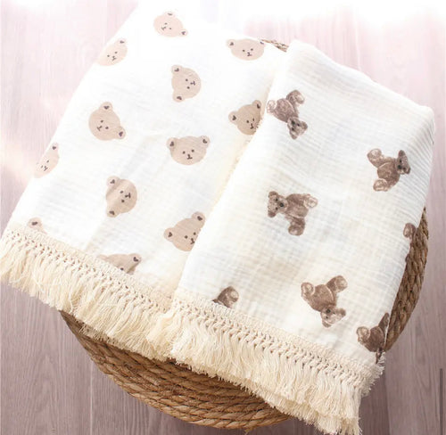 Baby Swaddle Blanket - with Fringe / Tassles (choose your style) - BEBIMINE LLC