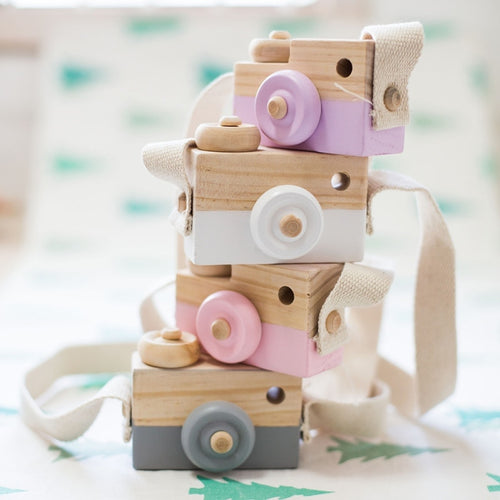 Kids Wooden Camera - Pick your Color - BEBIMINE LLC